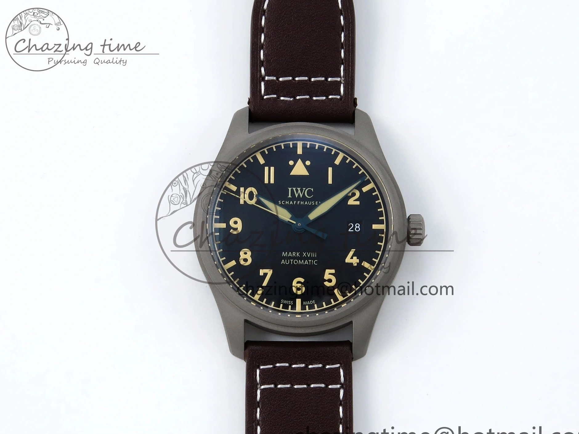 MIROTIME 1224 Pilot Mark XVIII Titanium BLSF 1:1 Best Edition Black Dial on Brown Leather Strap MIYOTA Popular 7020